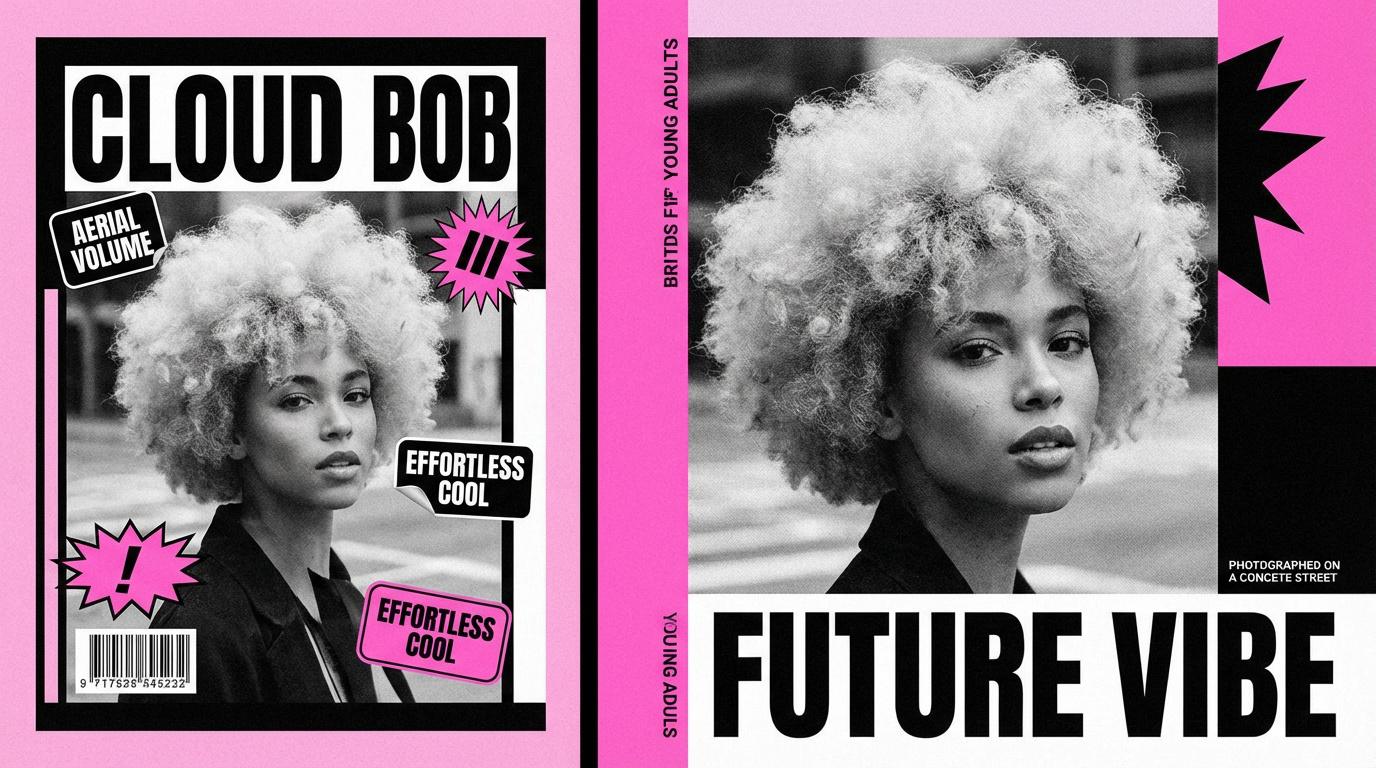 Jeune fille portant une coupe cloud bob aérienne et vaporeuse