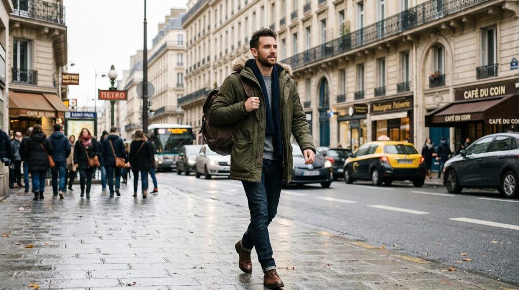 homme en parka