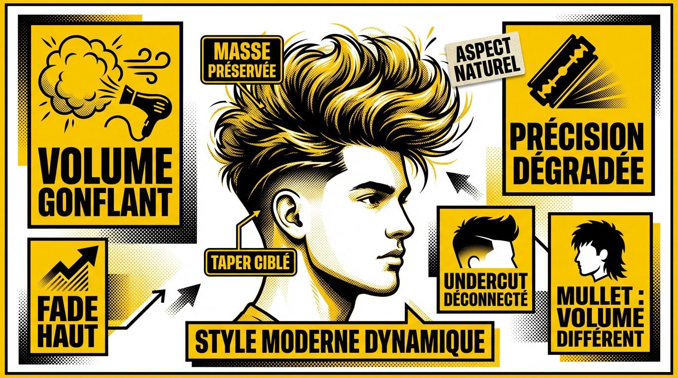 Infographie comparative entre le blow out taper et les autres coupes masculines