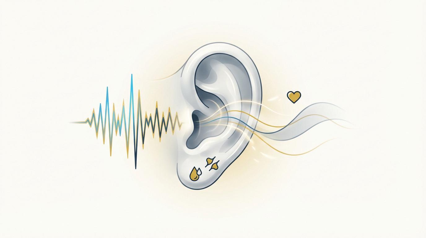 Schéma de l'oreille humaine et des vibrations sonores internes