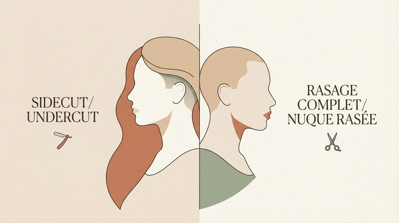 Femme arborant une coupe sidecut moderne avec contraste de longueur