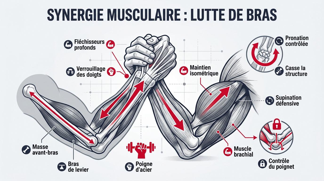 Synergie musculaire lors du bras de fer