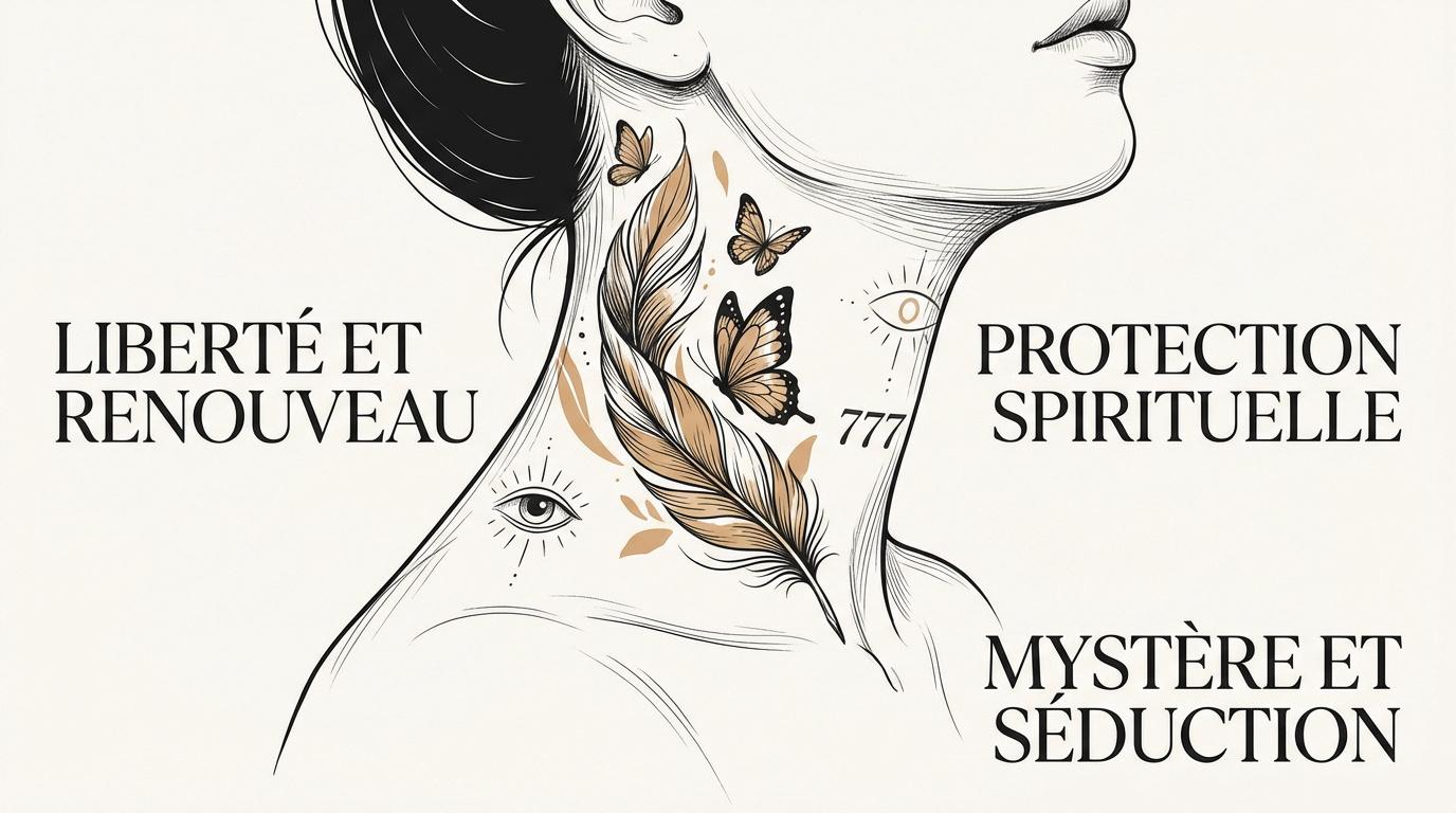 Tatouage nuque femme symbolisant la liberté et la protection spirituelle
