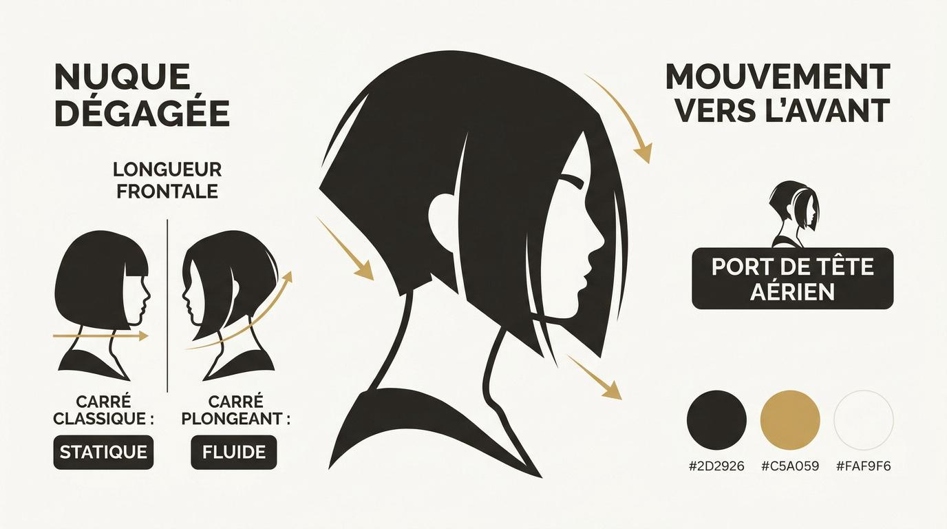 Femme portant un carré court dégradé plongeant moderne et dynamique