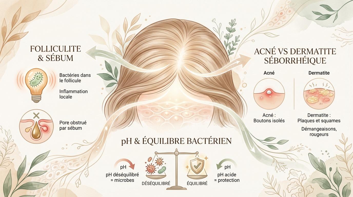 Schéma des causes des boutons du cuir chevelu