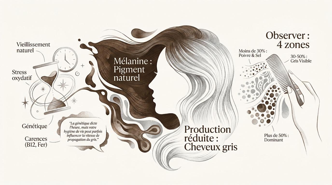 Schéma explicatif du processus de blanchiment des cheveux et des follicules pileux