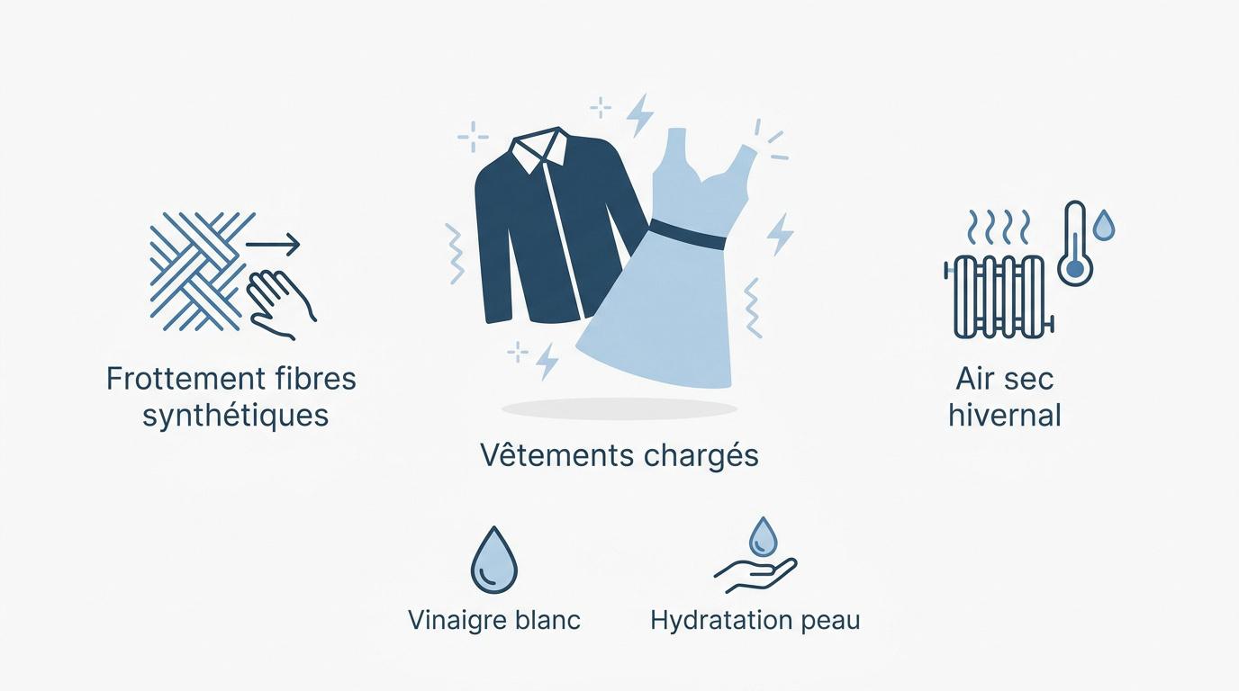 Vêtements synthétiques accumulant de l'électricité statique en hiver