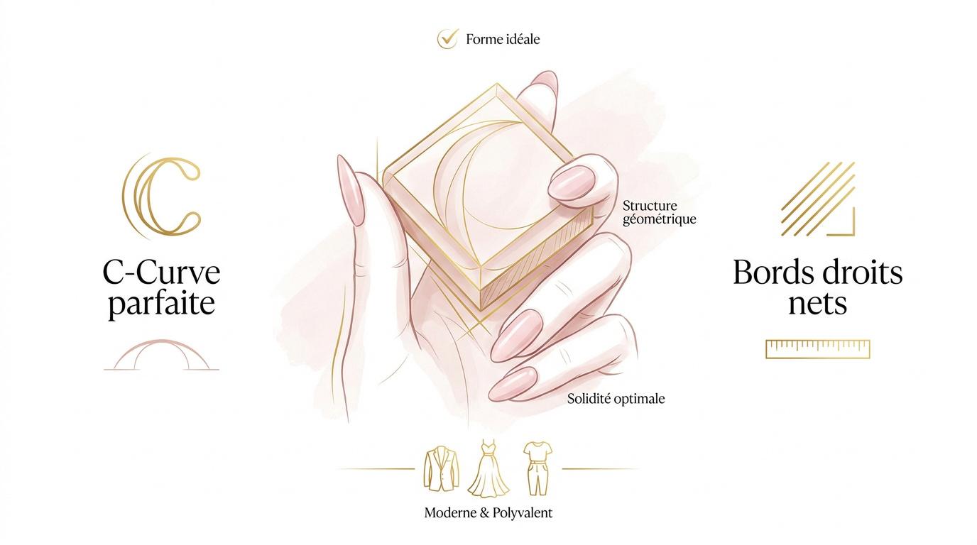 French manucure sur ongles carrés aux bords nets et symétriques