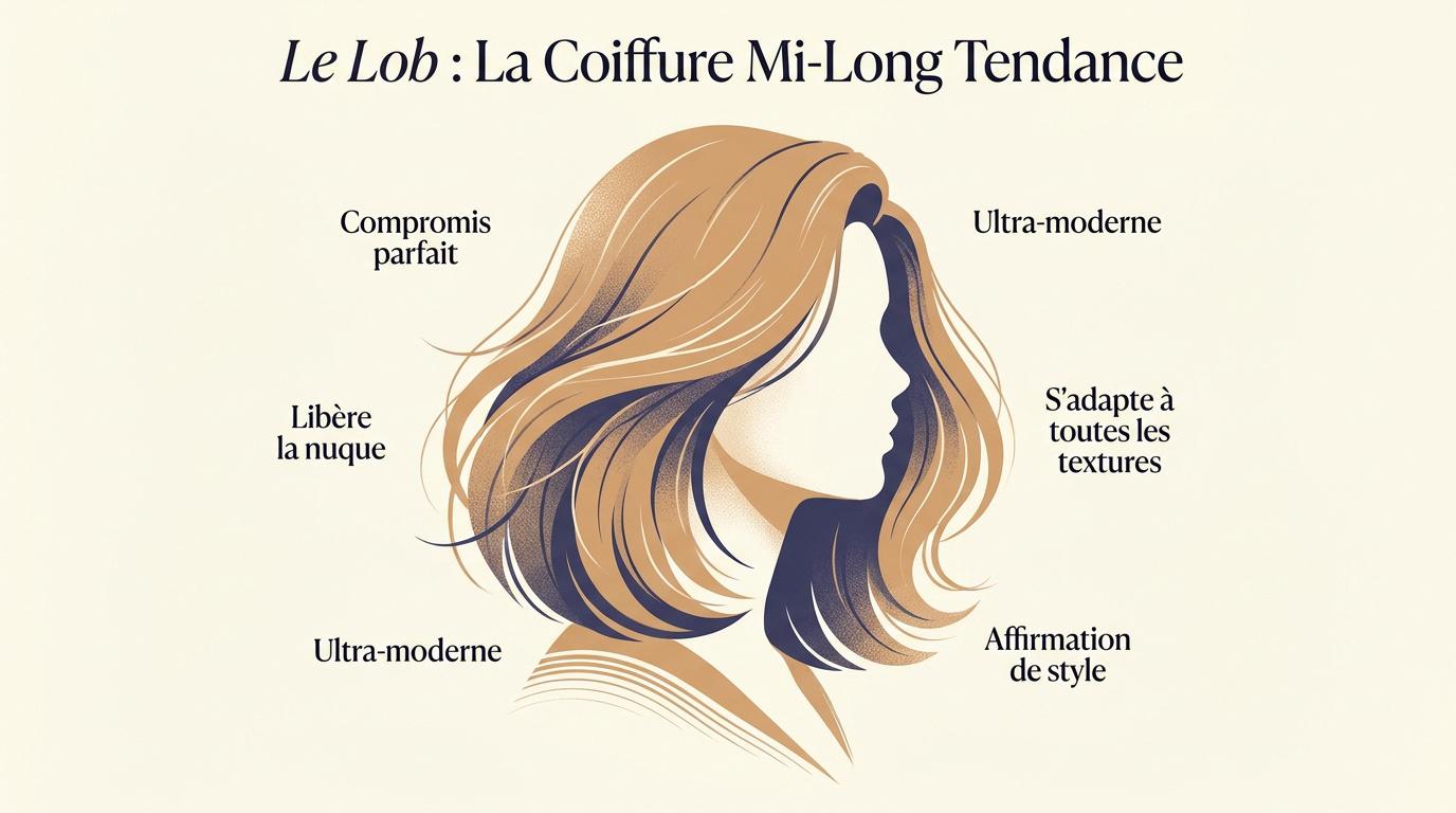 Femme portant un carré long lob moderne et texturé