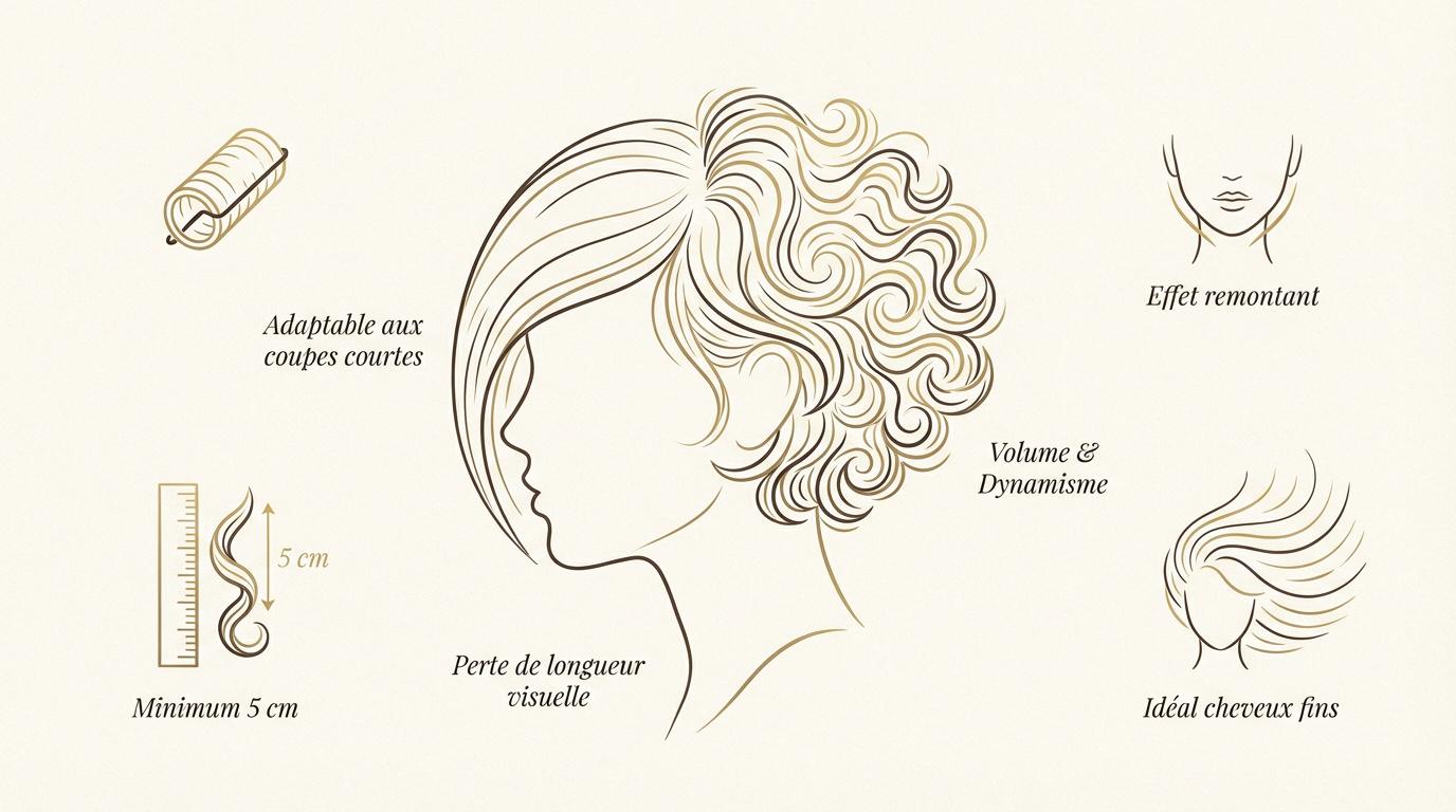 Résultat volumineux d'une permanente sur coupe courte