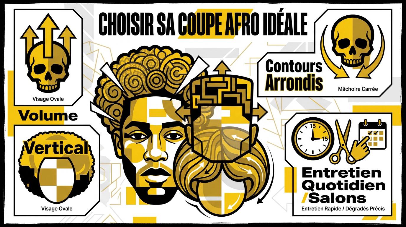 Homme avec une coupe afro bien taillée soulignant les traits du visage