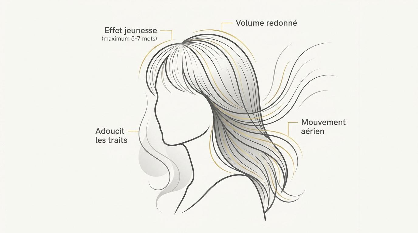 Femme de 60 ans avec une coupe mi-longue dégradée et effilée apportant volume et jeunesse