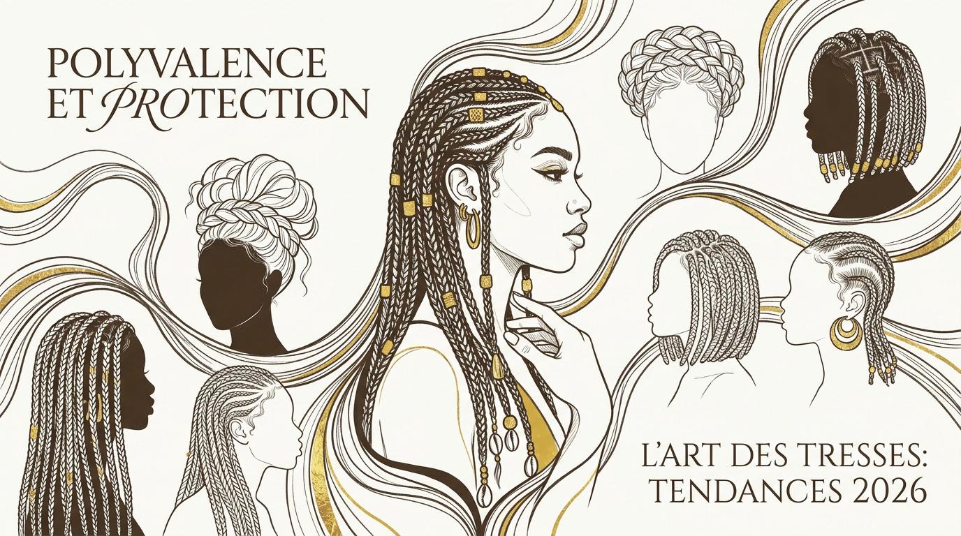 Modèle portant des tresses africaines tendances pour femme en 2026
