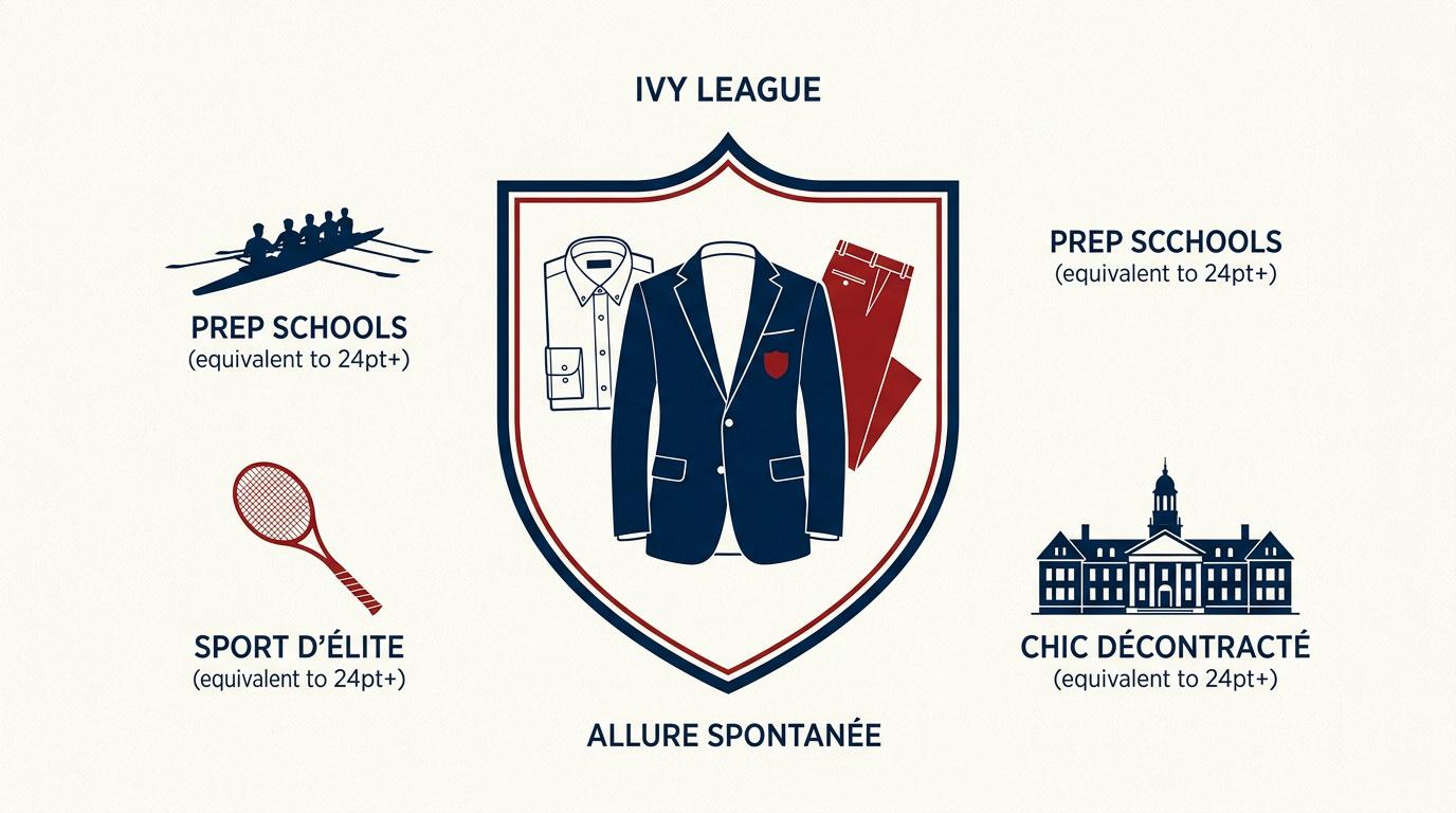 Jeune femme portant un pull en maille torsadée et une chemise Oxford dans un style preppy classique