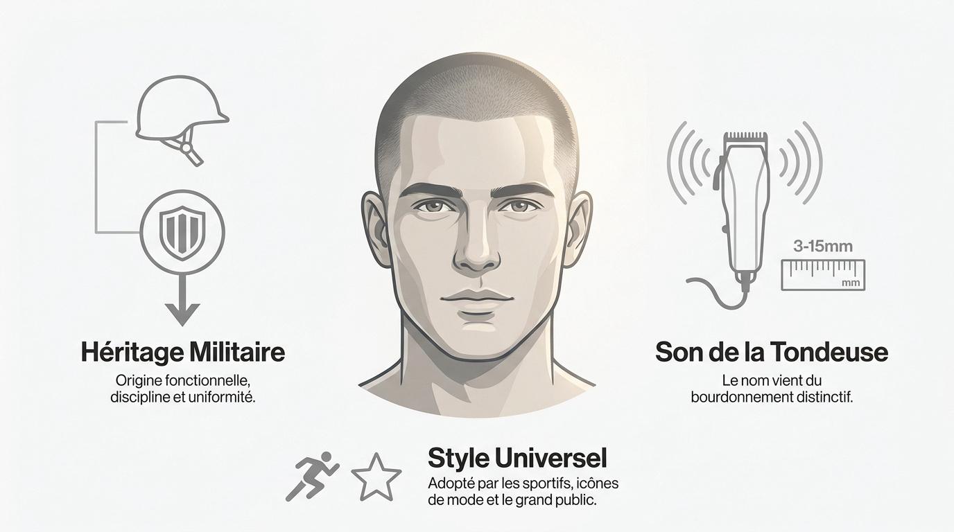 Evolution historique de la coupe buzz cut homme du milieu militaire à la mode urbaine