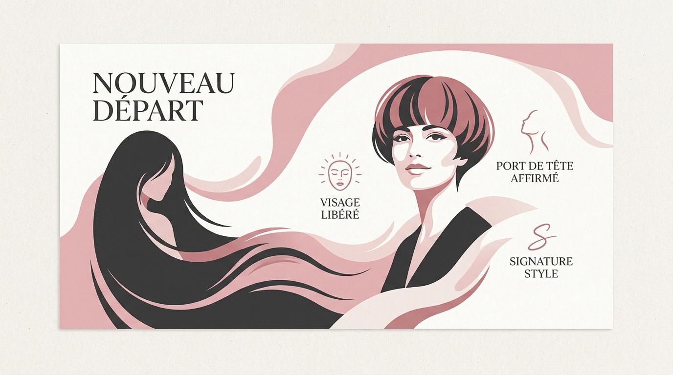 Femme rayonnante après une transformation capillaire courte symbolisant un nouveau départ