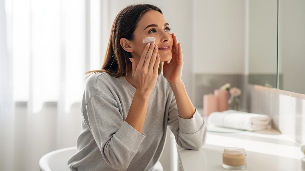 Femme appliquant un soin naturel sur le visage