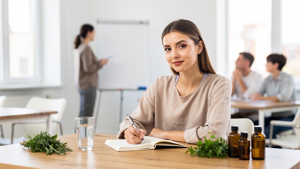 Étudiante en cours de formation naturopathie dans un centre agréé