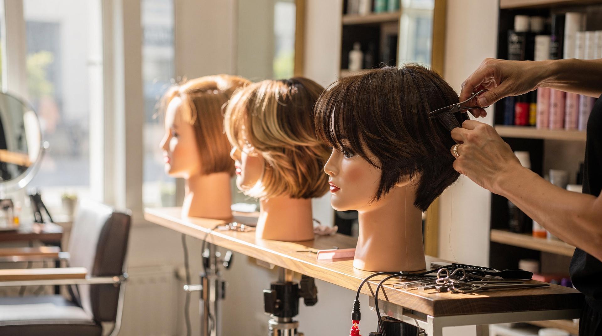 Exemples de coupes courtes modernes présentées sur mannequins